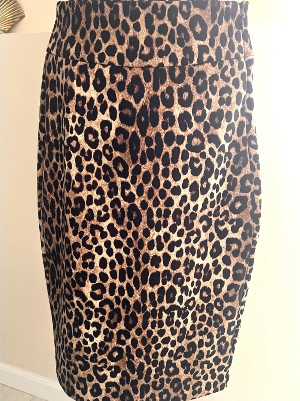 Michael Kors Leopard Print Pencil Skirt in Brown and Black